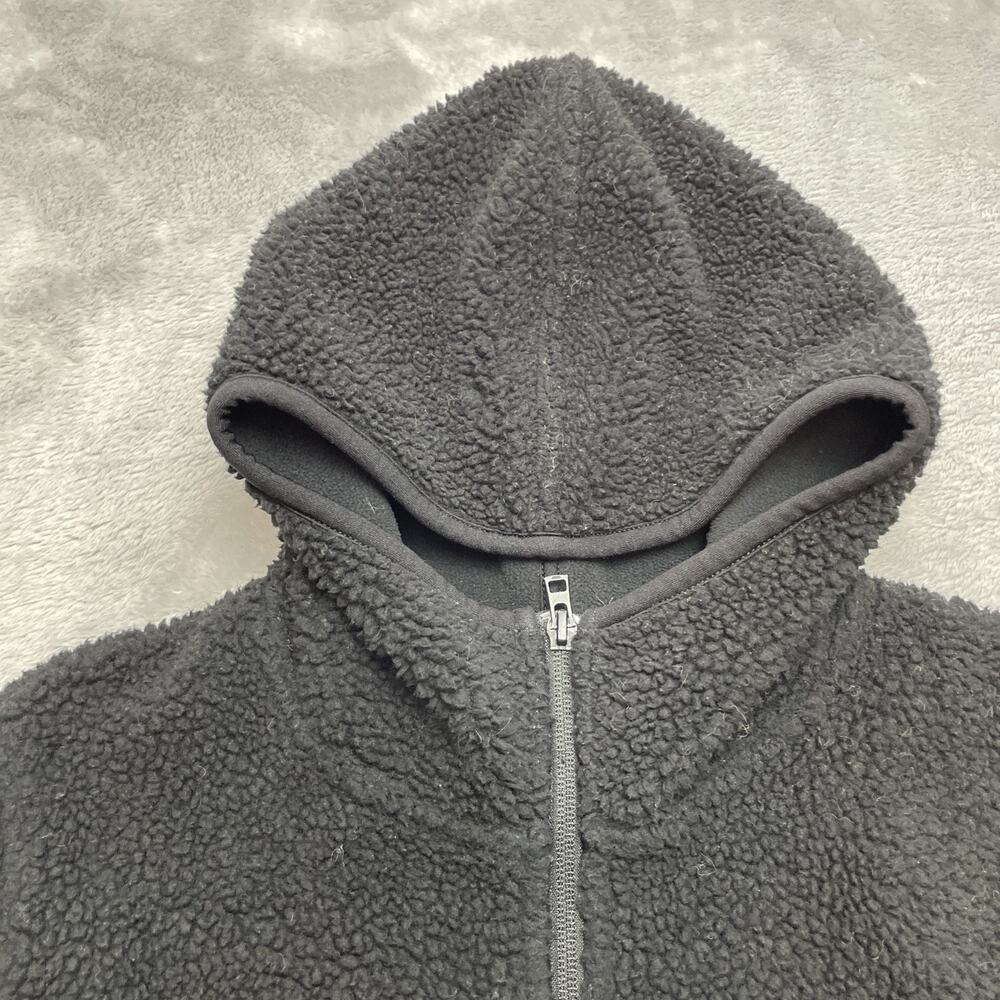 Uniqlo Womens Teddy Fleece Hoodie Jacket Sz S Black Full Zip Sherpa Pockets Cozy - Picture 6 of 9